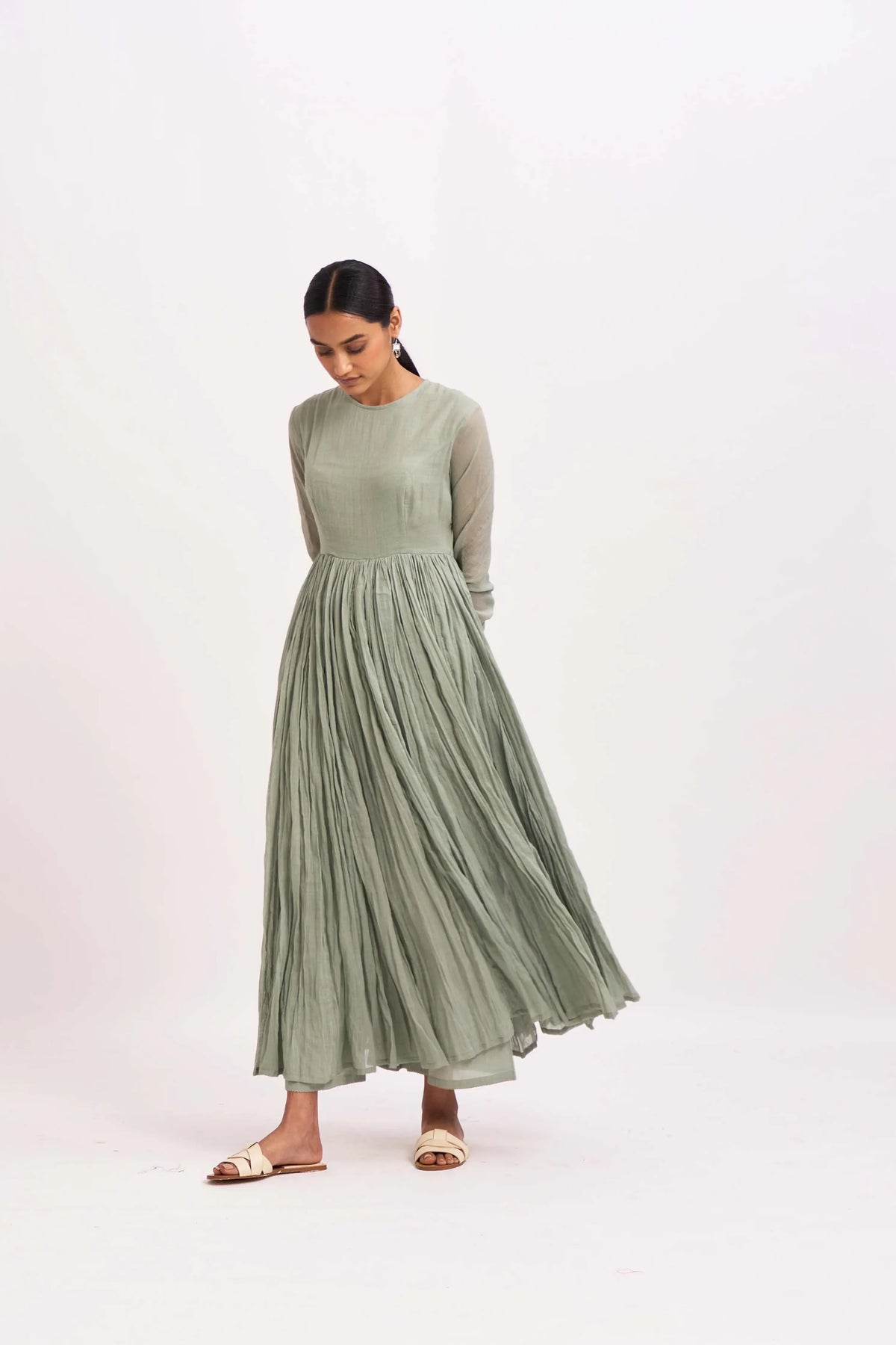 Sea green anarkali  set