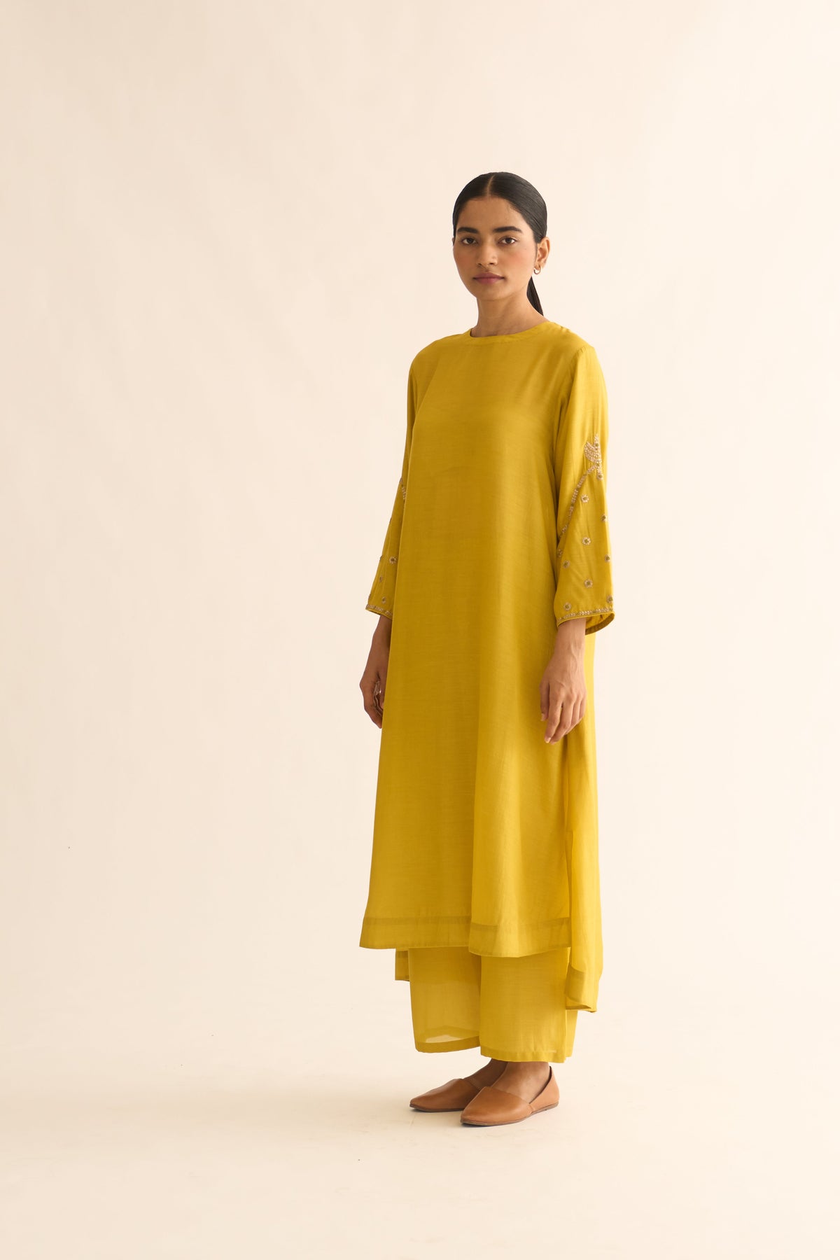 Ambily Lemon Green Kurta Set