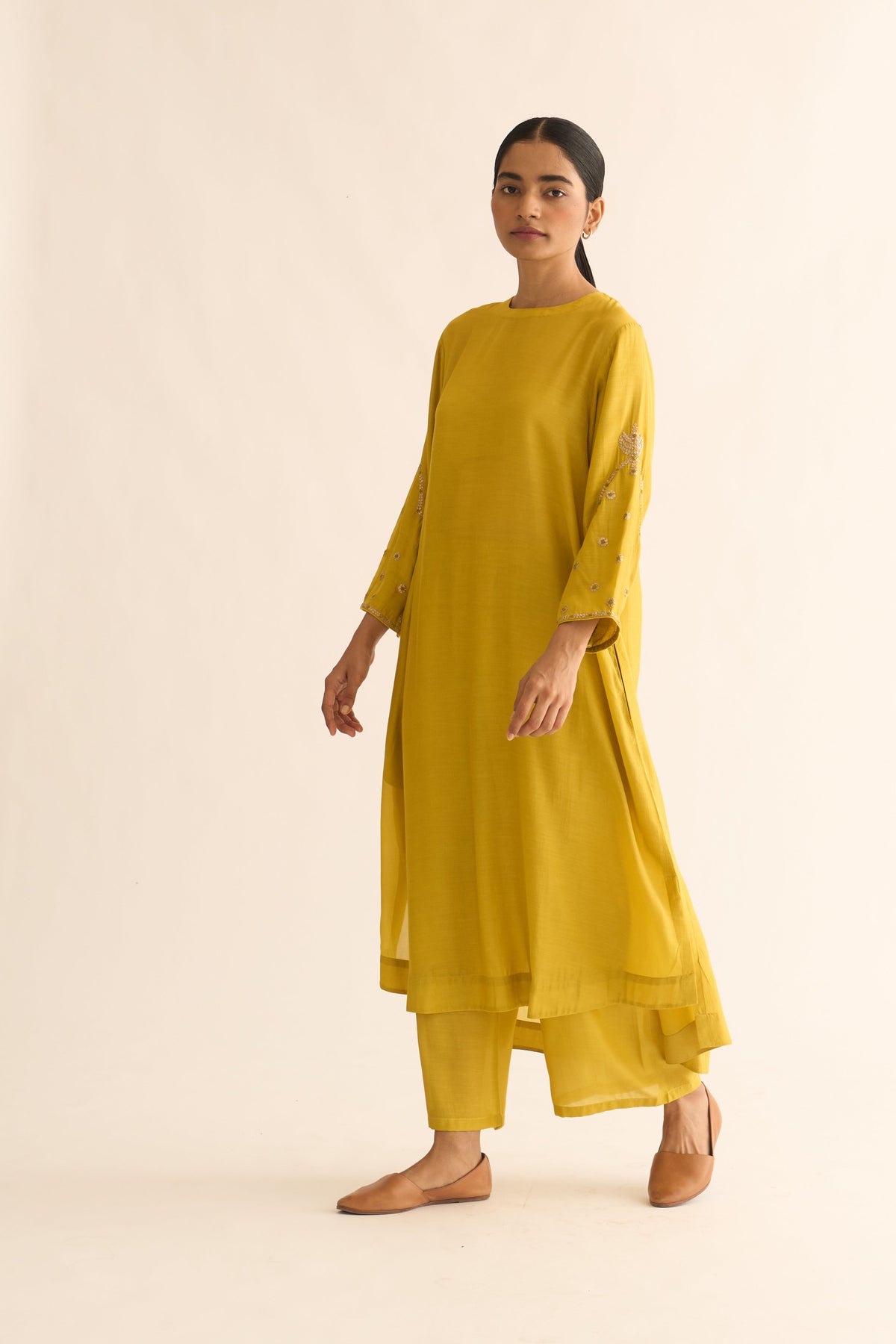 Ambily Lemon Green Kurta Set