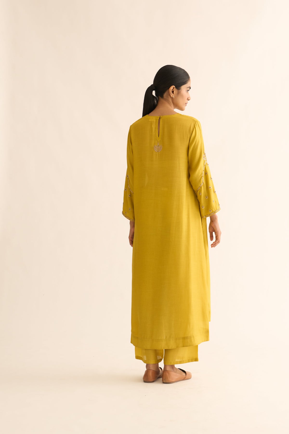 Ambily Lemon Green Kurta Set