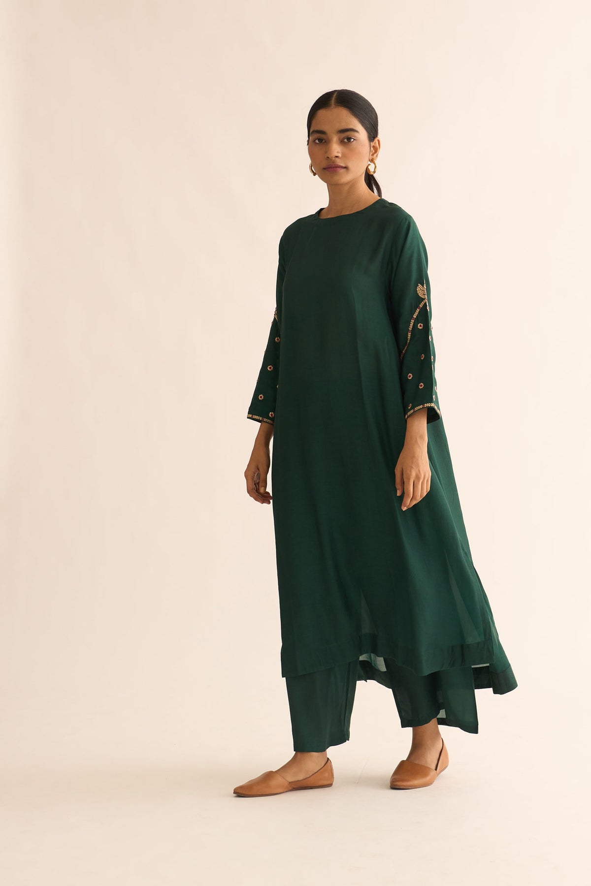 Ambily Deep Green Kurta Set