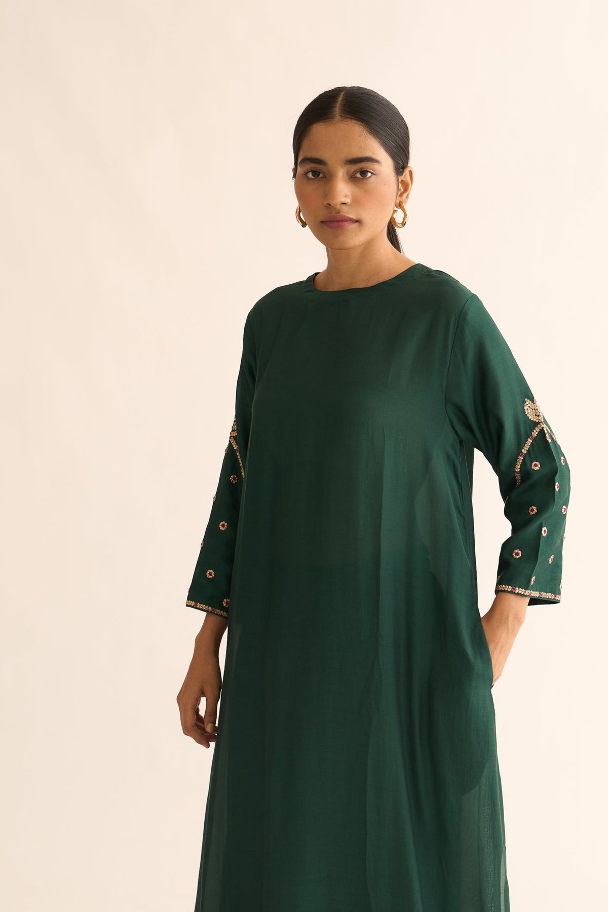 Ambily Deep Green Kurta Set