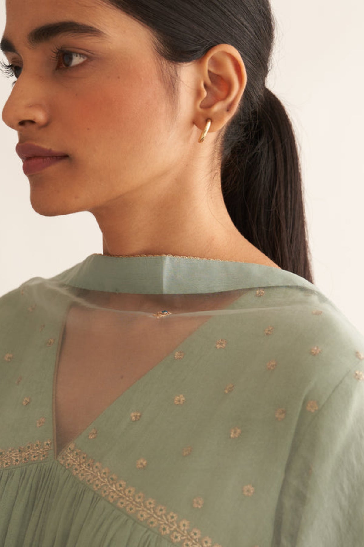 Hazel Sea Green Embroidered Dupatta