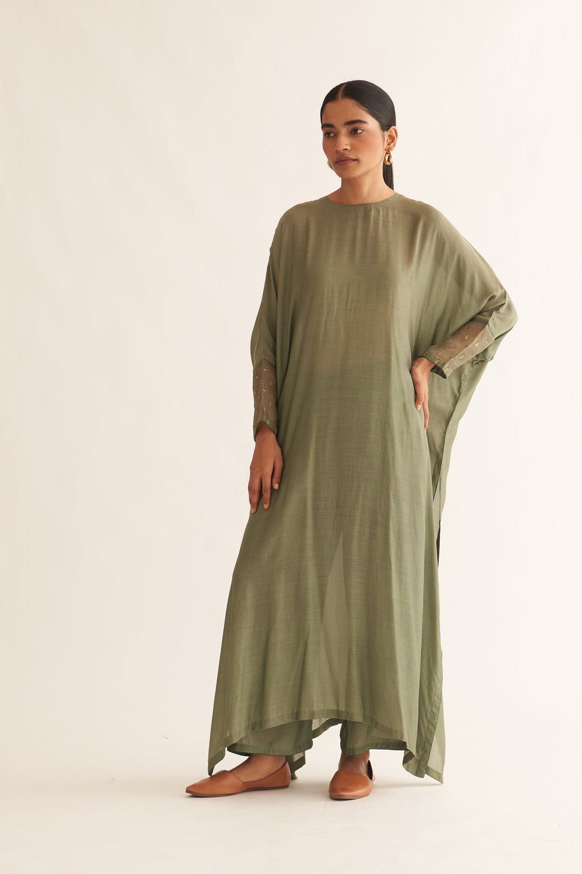 Ayana Sage Green Kaftan Set