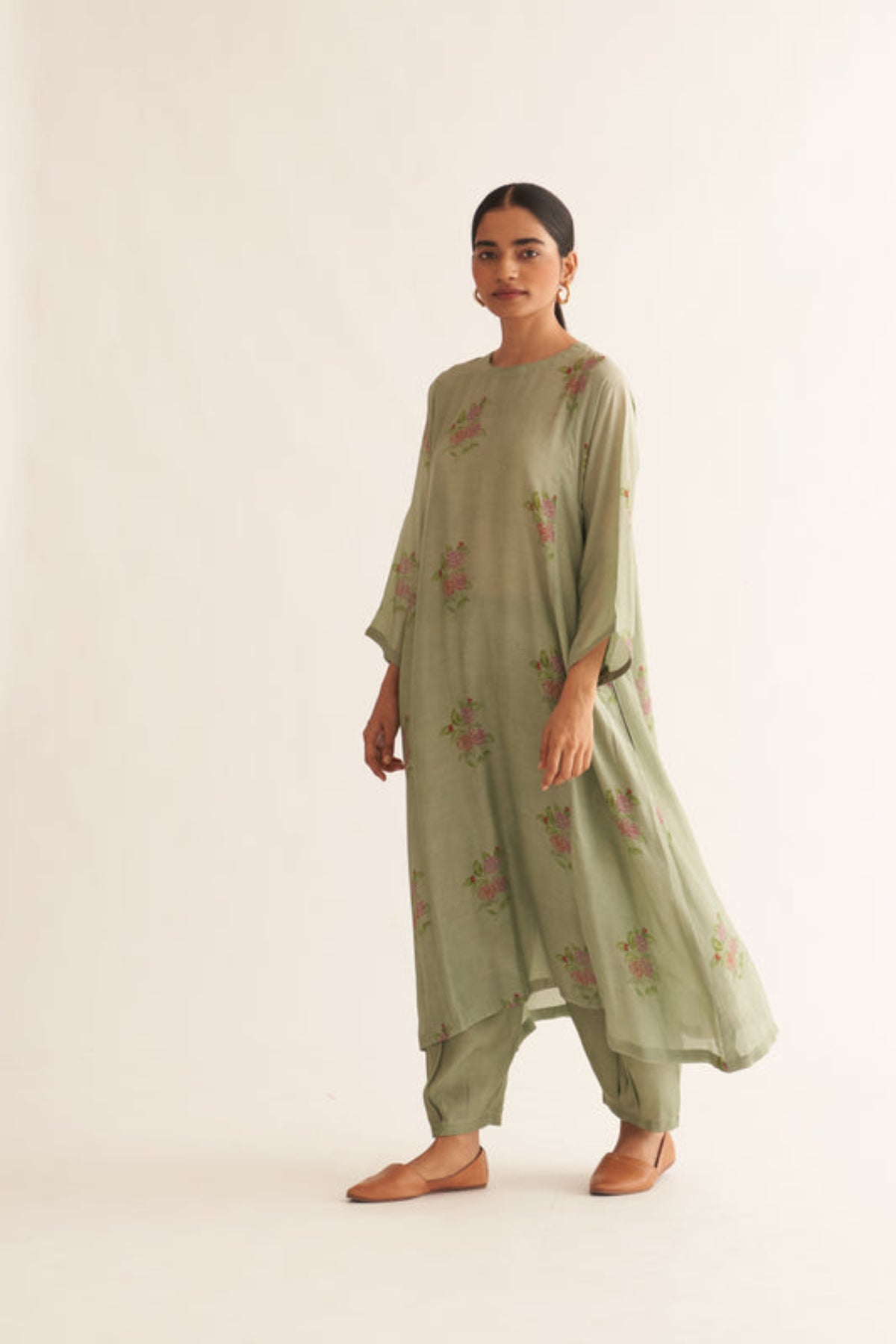 Evani Sage Green Silk Kurta Set