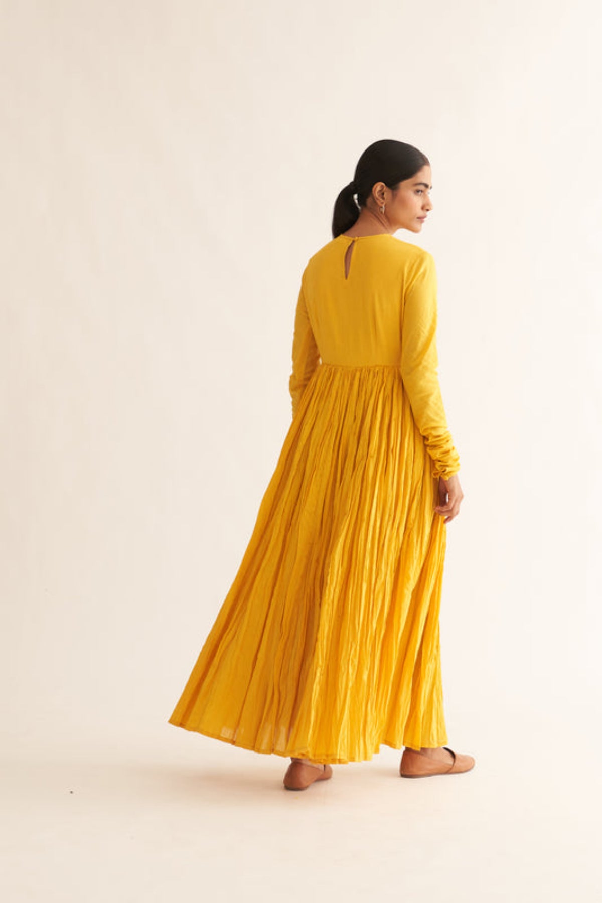 Bright Yellow Ghoomar Anarkali Set