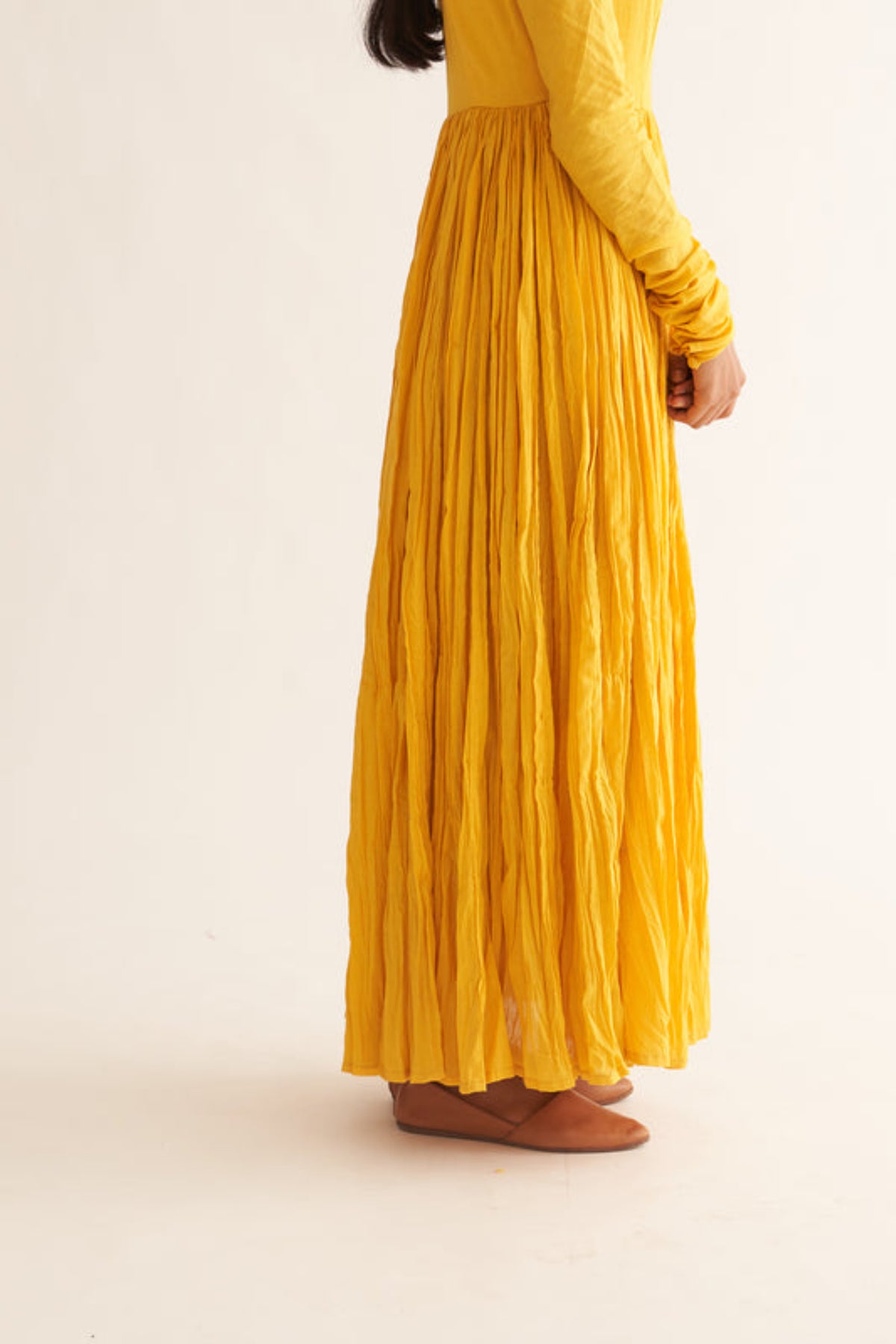 Bright Yellow Ghoomar Anarkali Set