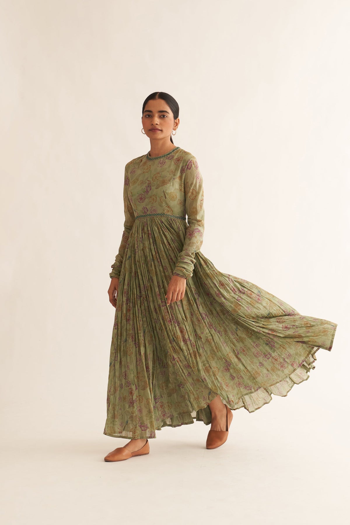 Sage Green Printed Anarkali