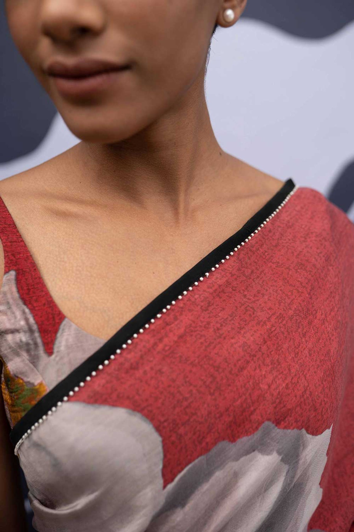 Red poppies saree