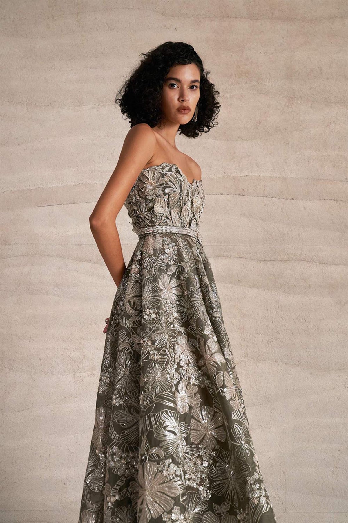 Hibiscus Bloom Metallic Dress