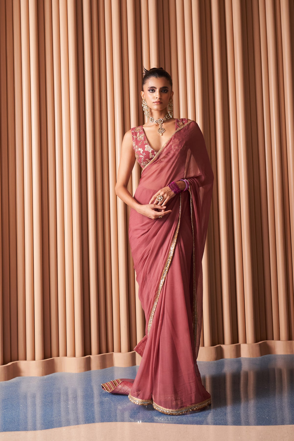 Rust Clarie 6 Yards Saree