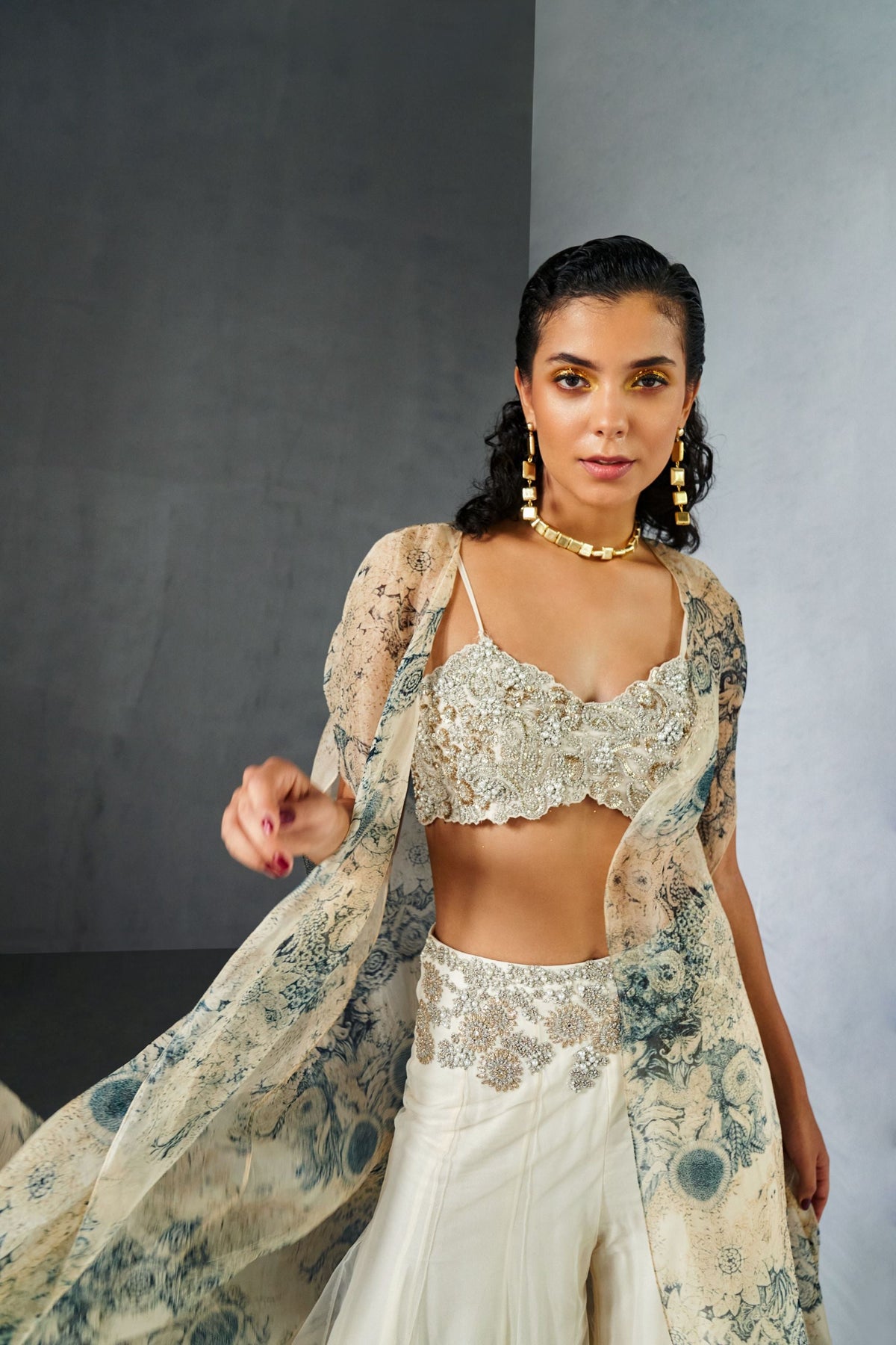 Champagne-blue Sharara Set