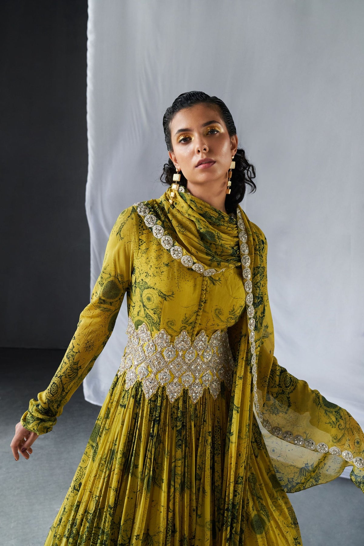 Mustard Blossom Anarkali Set