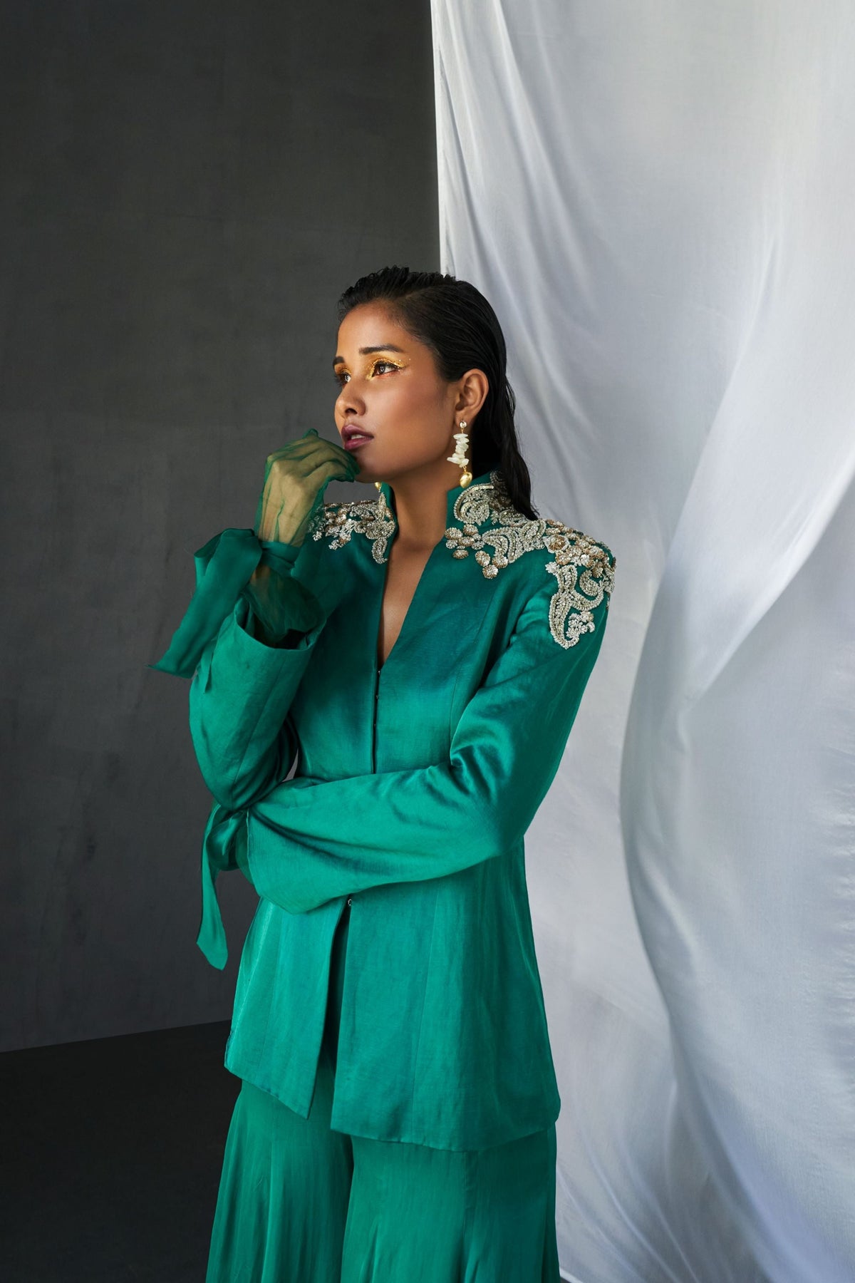 Teal Green sharara Set