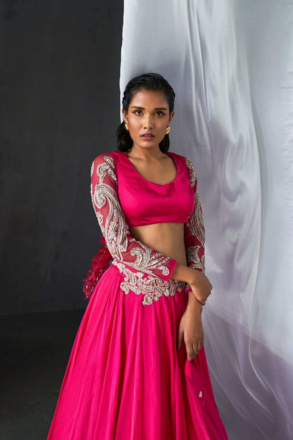 Fuschia Jaal Embroidered Lehenga Set