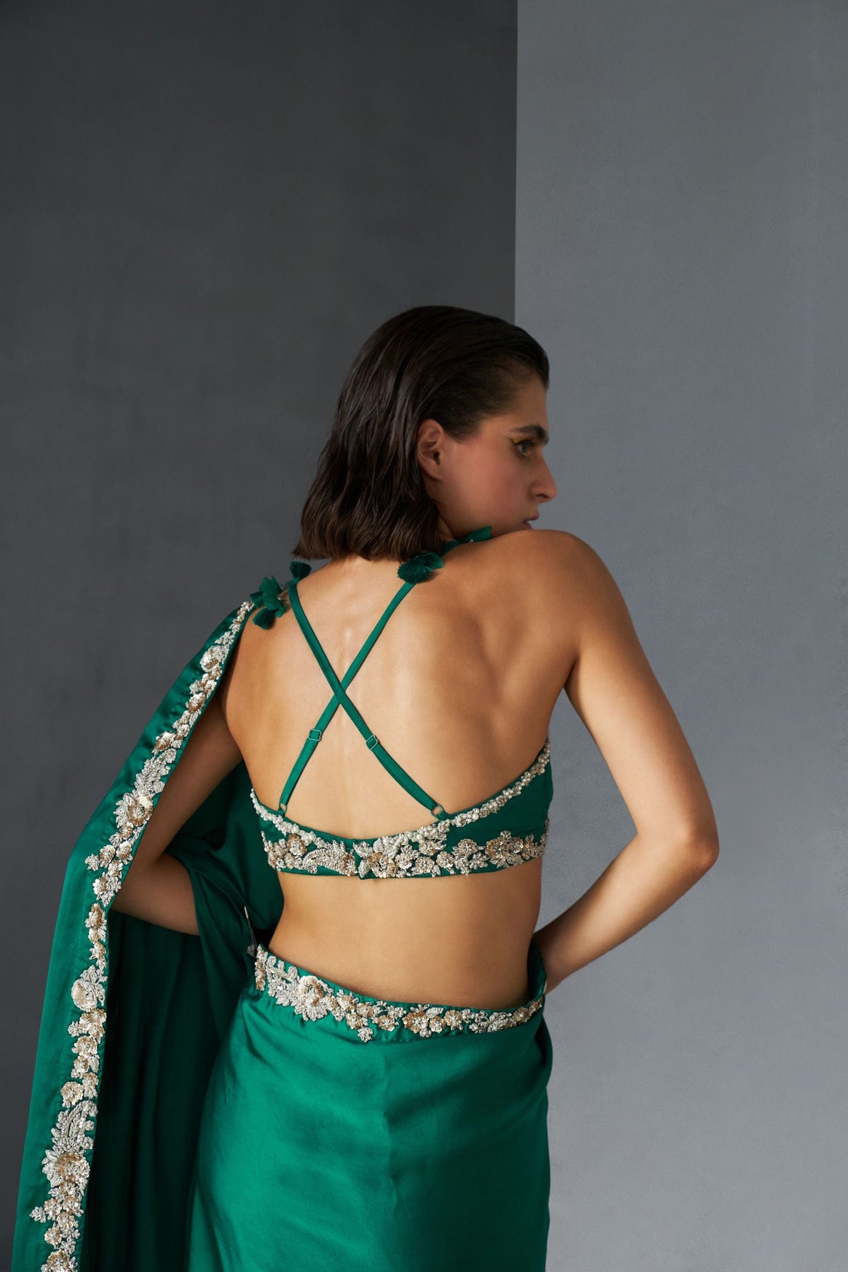 Teal Green Saree Set
