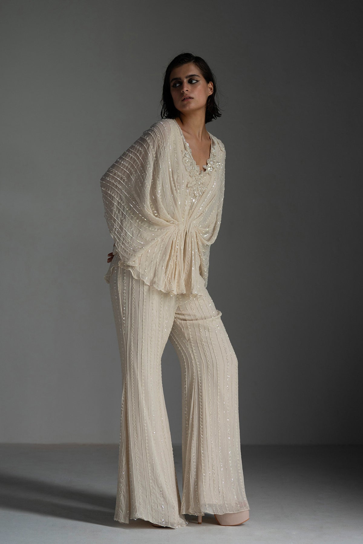 Ivory Drape Wing Co Ord Set