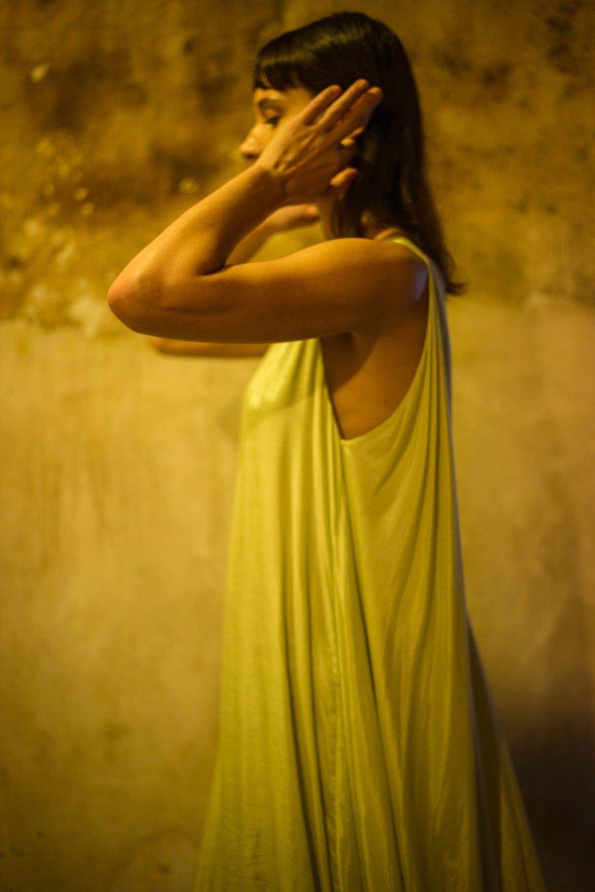 Low back floor length dress