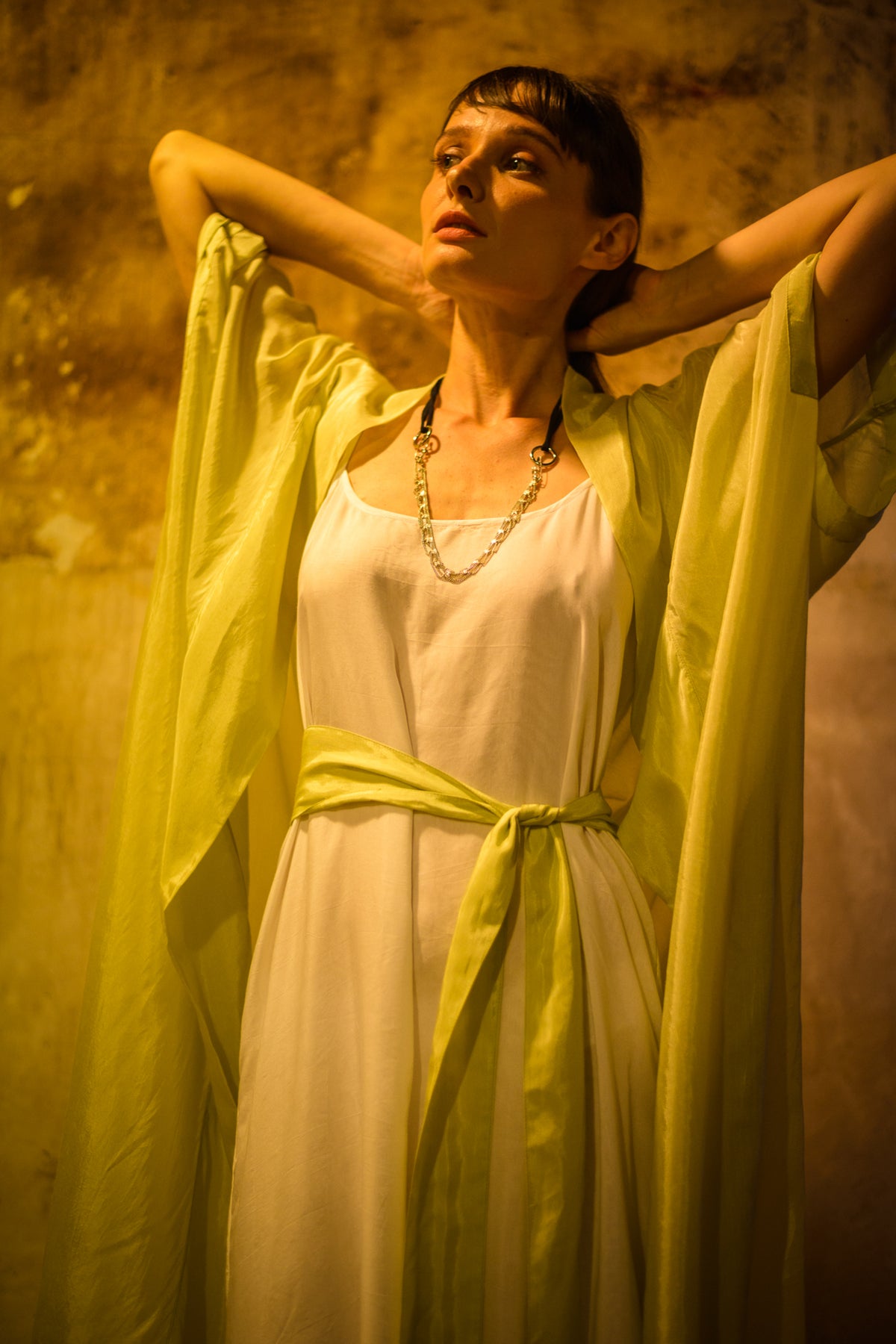 Kaftan jacket with belt