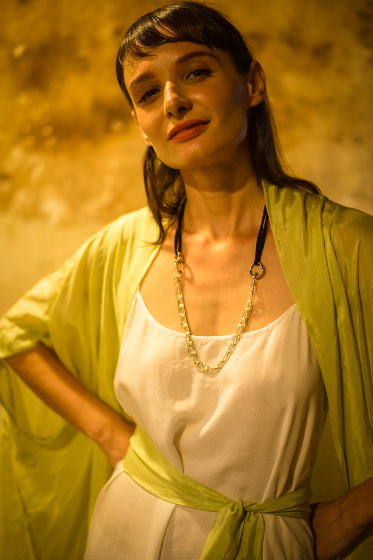 Kaftan jacket with belt