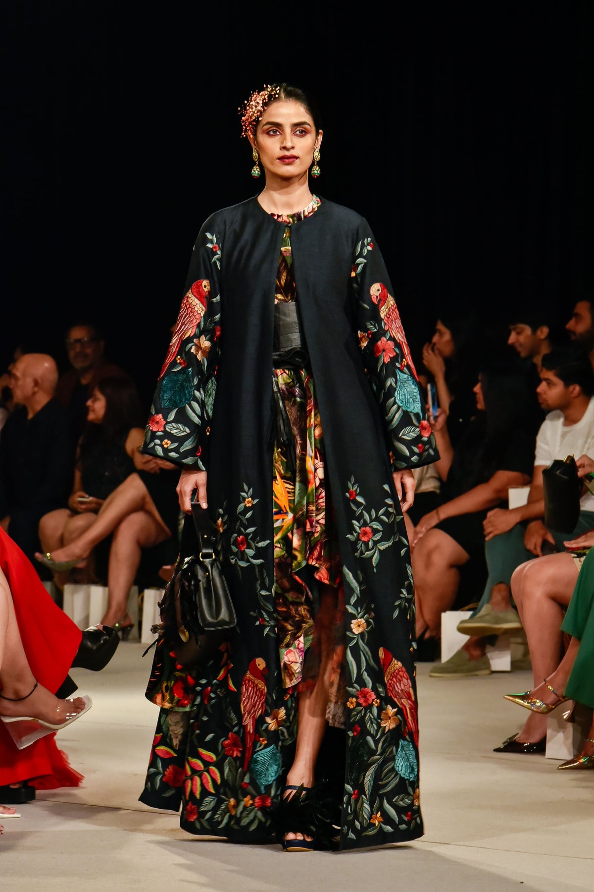 Black Silk Velvet Jacket Set