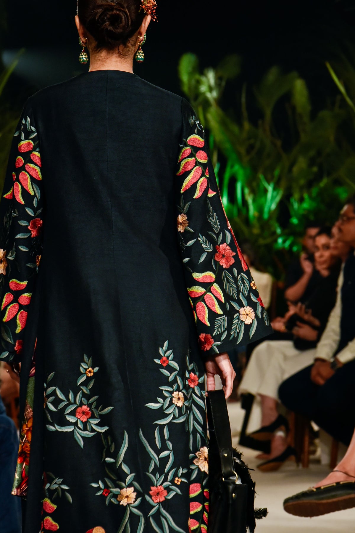 Black Silk Velvet Jacket Set