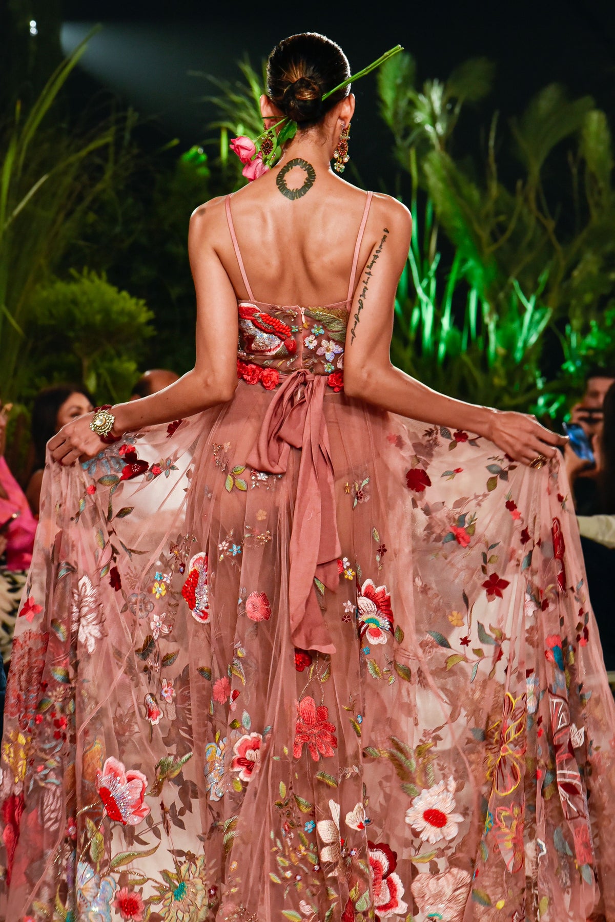 Old Rose Embroidered Tulle Gown