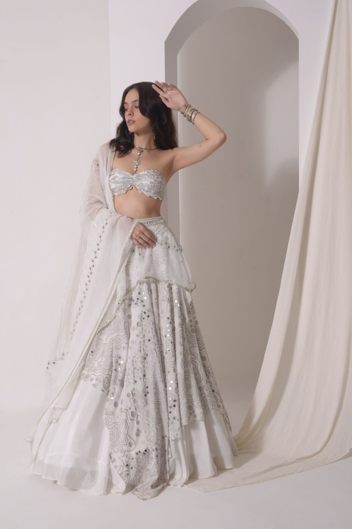 Asymmetrical Layered Lehenga Set