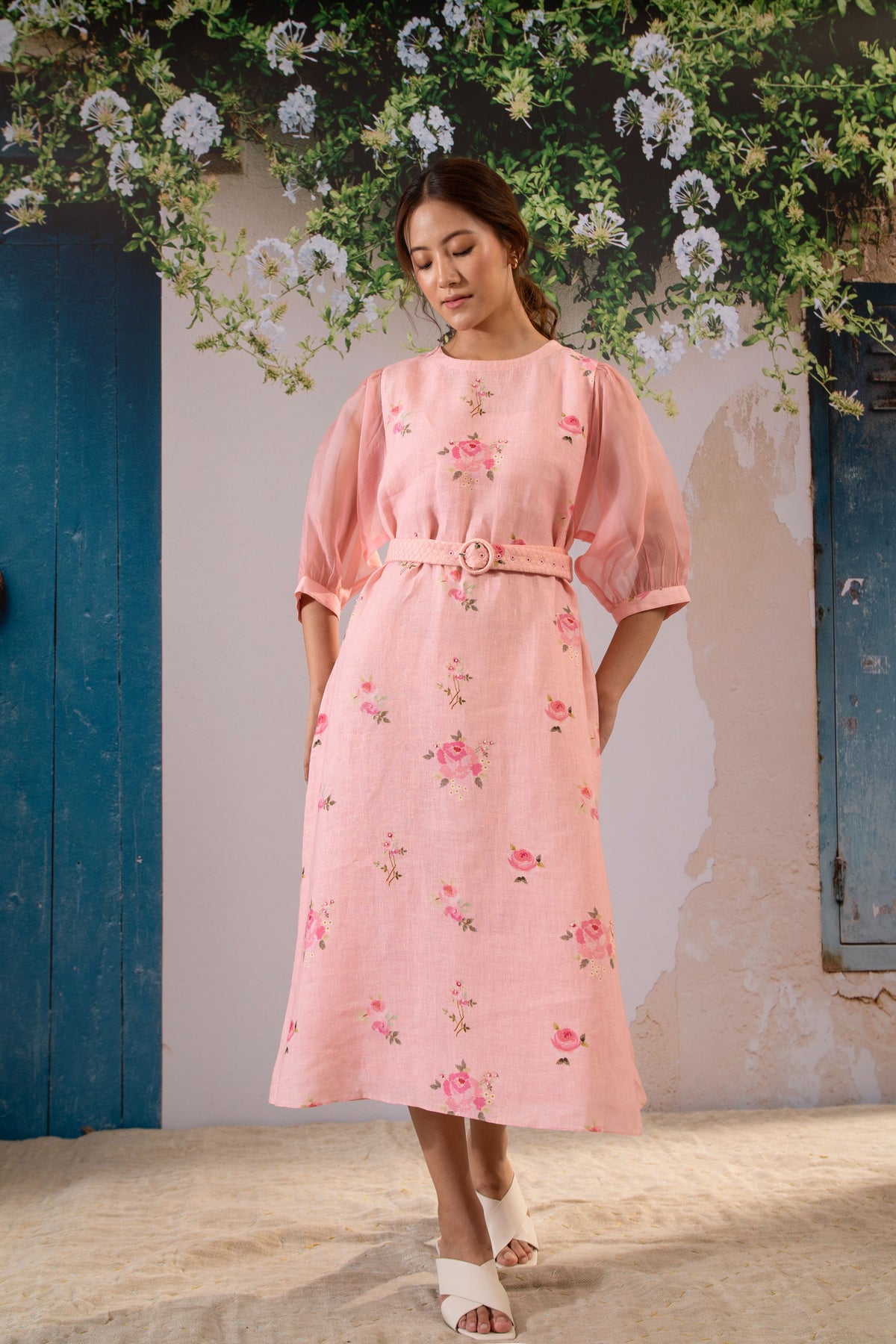 A-line Dress With Puff Sleeves