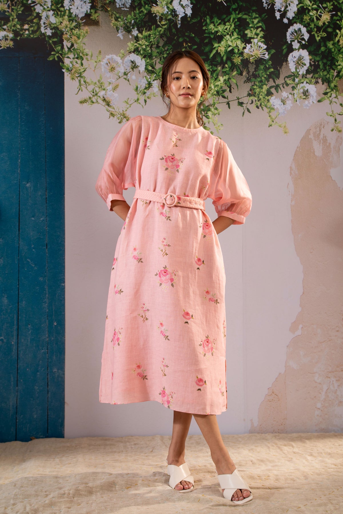 A-line Dress With Puff Sleeves