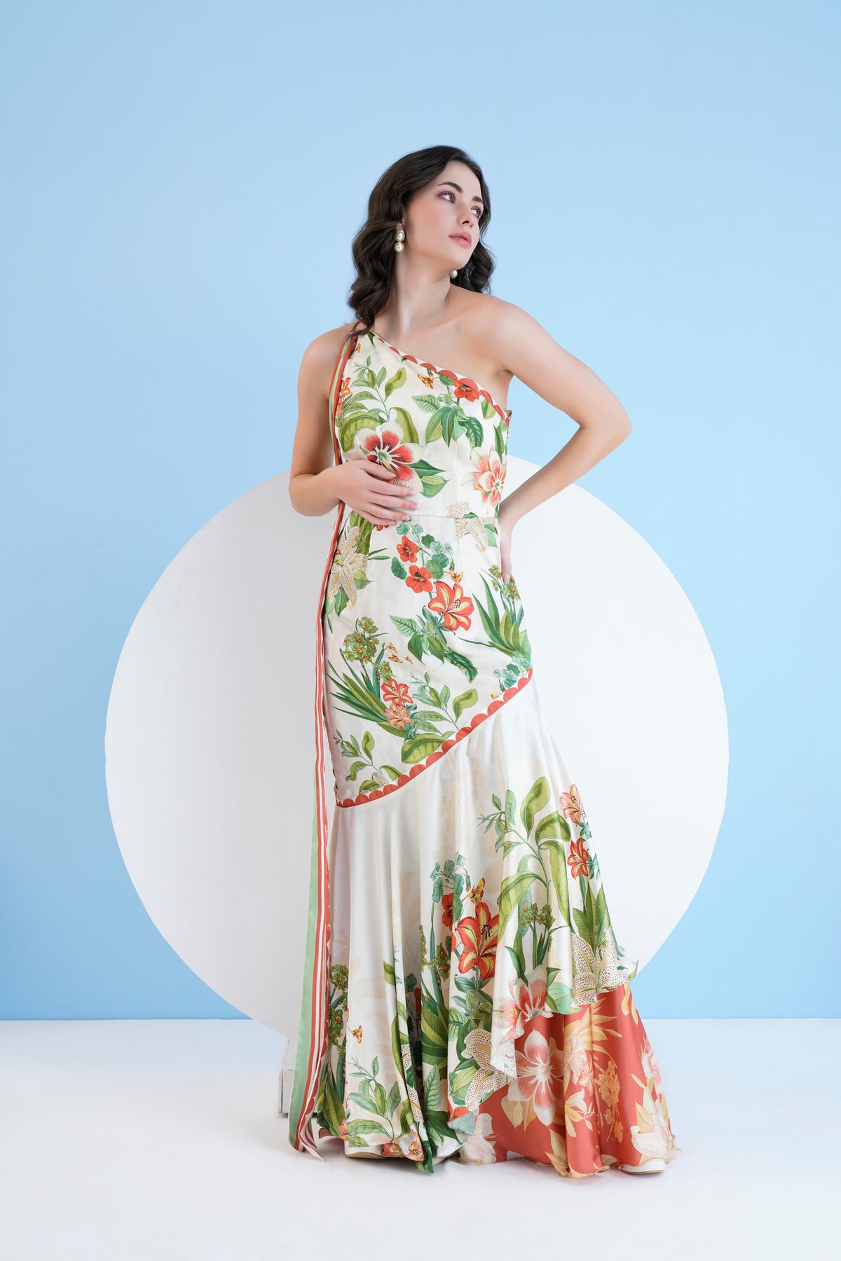 Exotic Lily Printed Tiered Dress