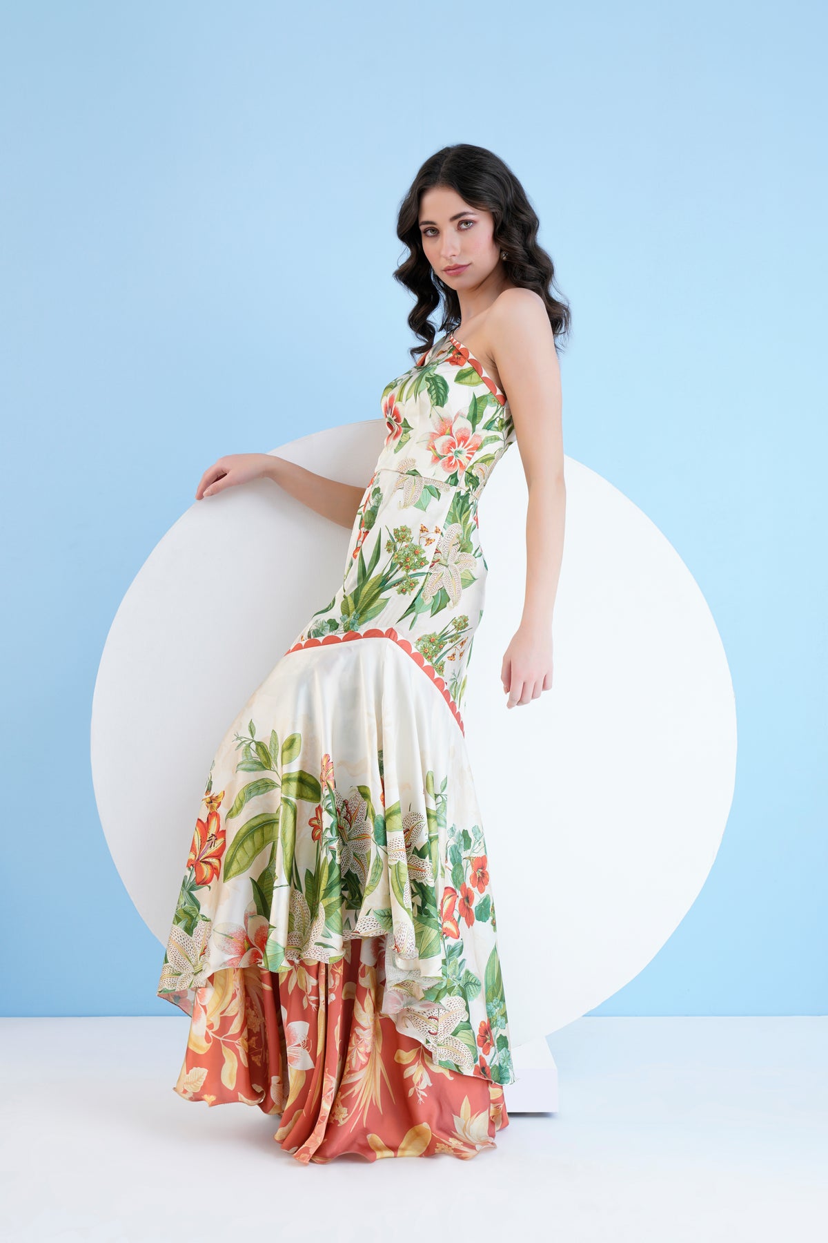 Exotic Lily Printed Tiered Dress