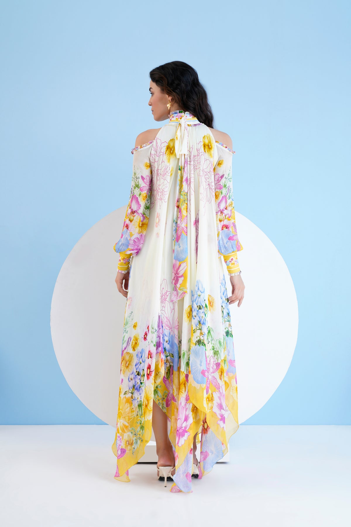 High Low Dress With Frilled Shoulder
cutout