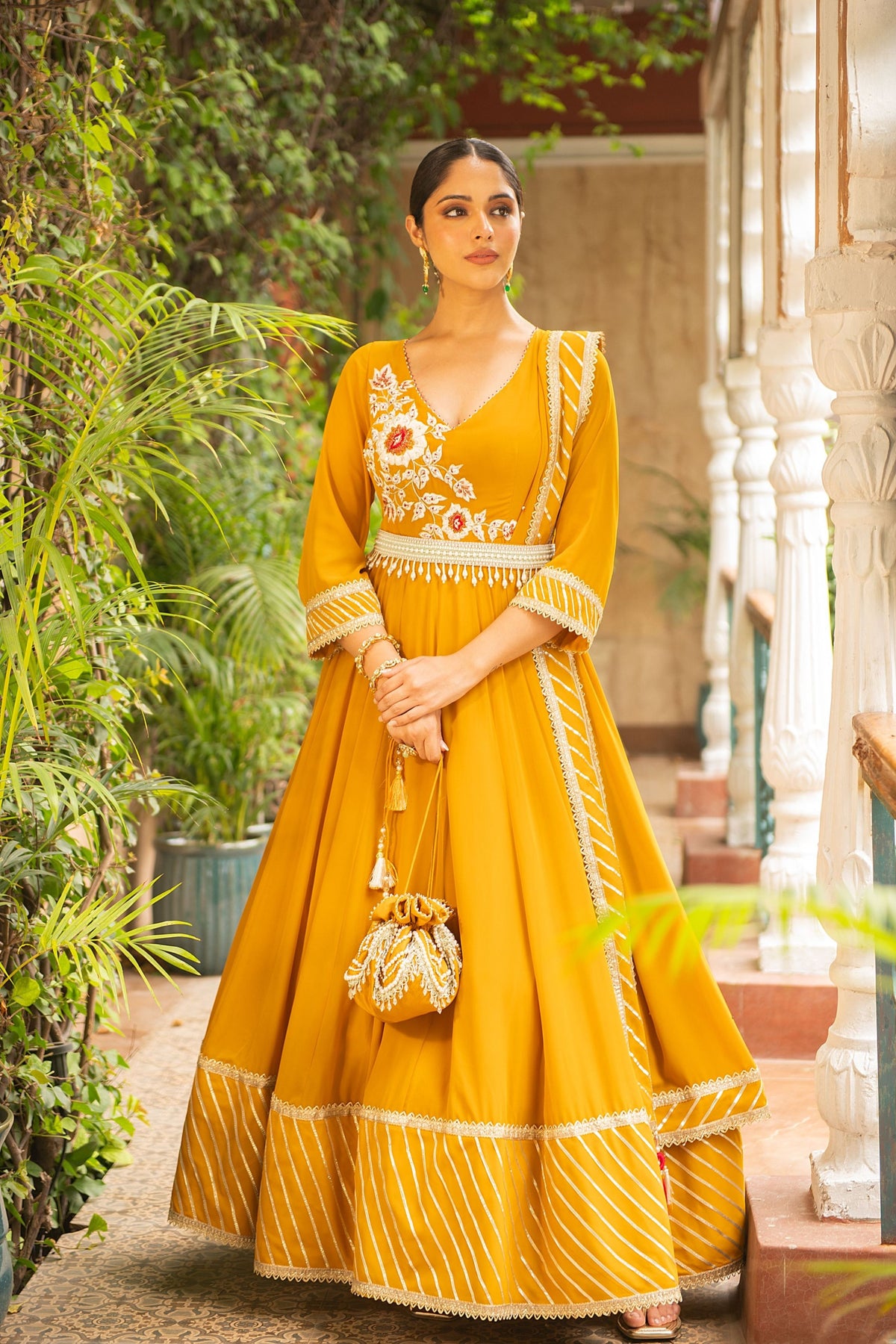 Mustard Anarkali Set