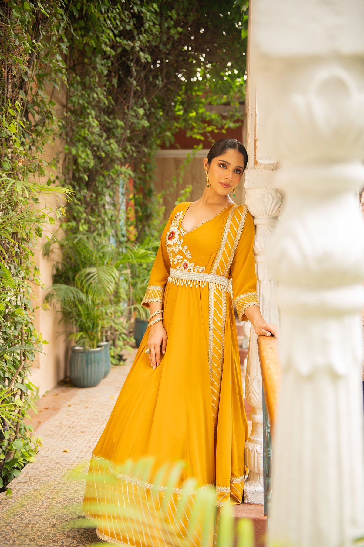 Mustard Anarkali Set