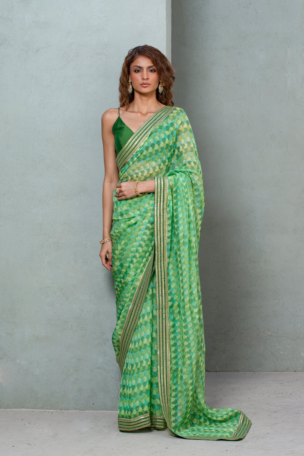 Fishscale Saree Set