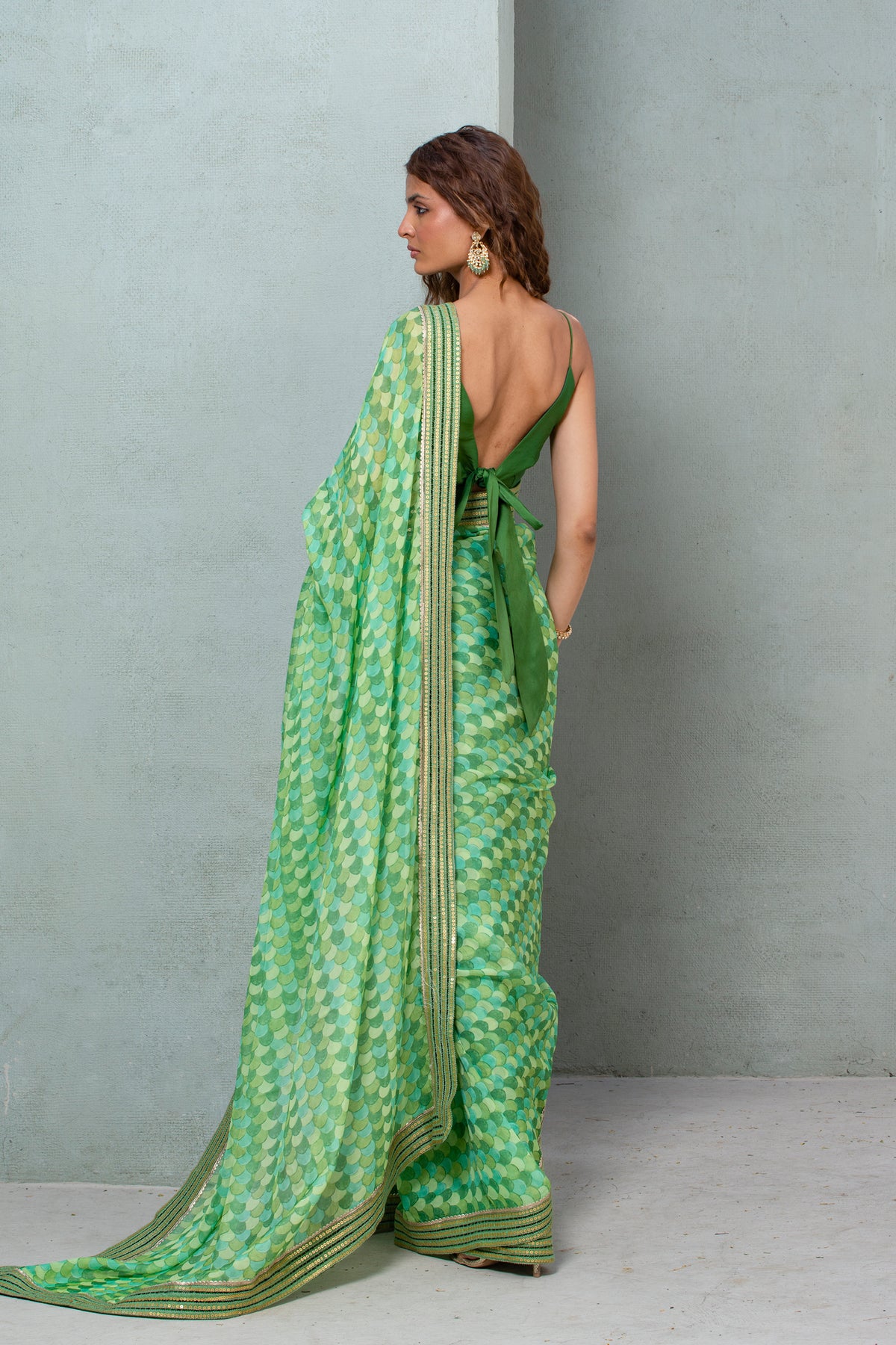 Fishscale Saree Set