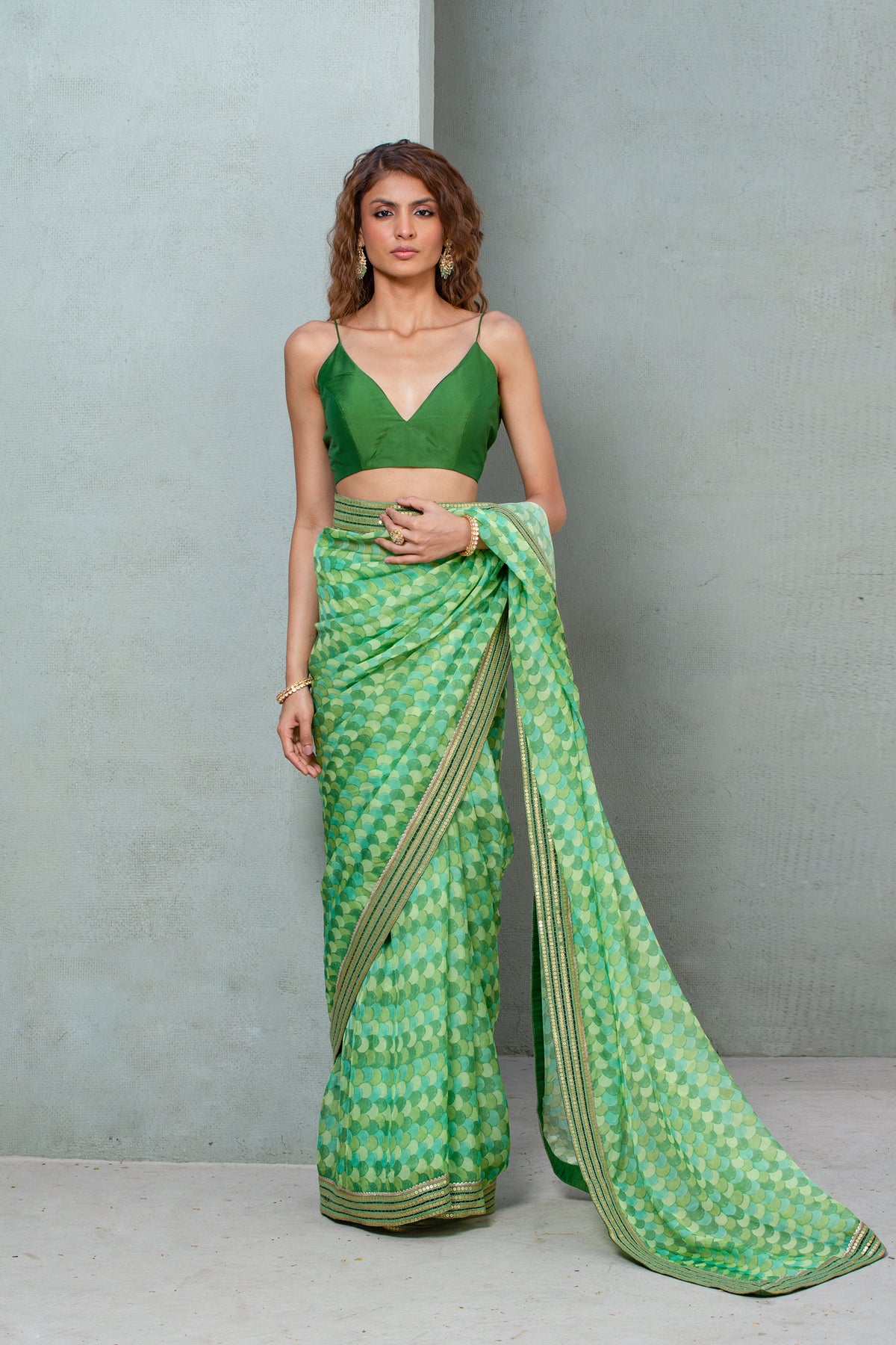 Fishscale Saree Set