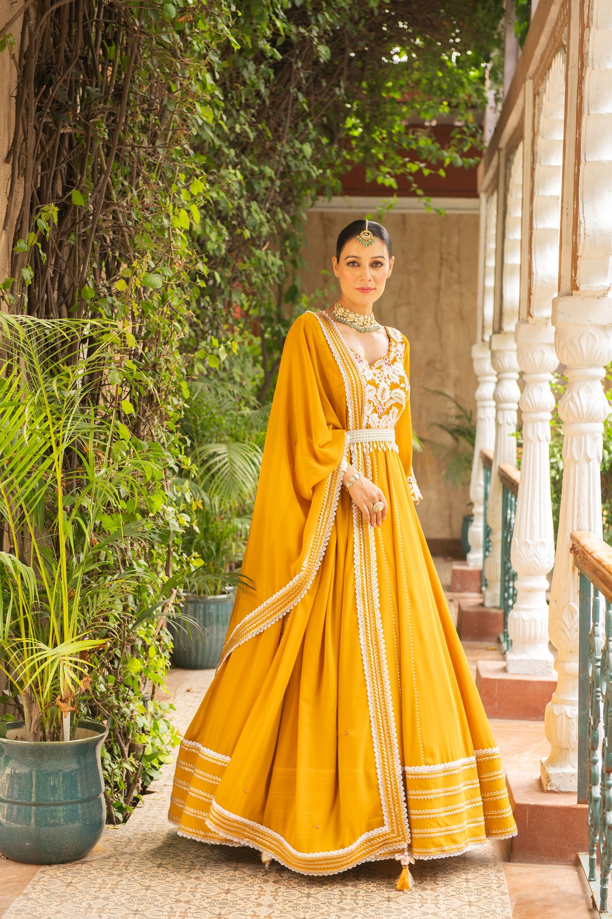 Hasrat Mustard Anarkali Set