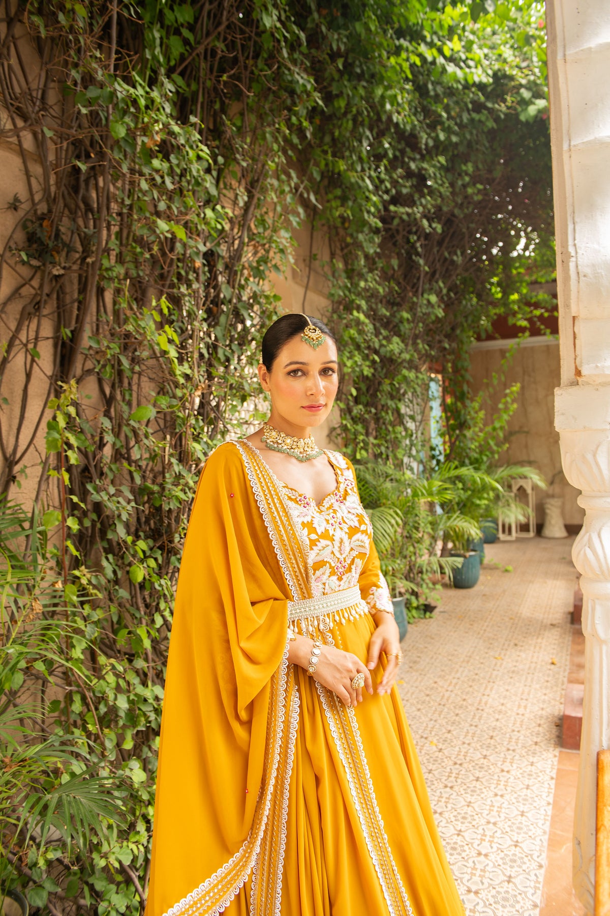 Hasrat Mustard Anarkali Set