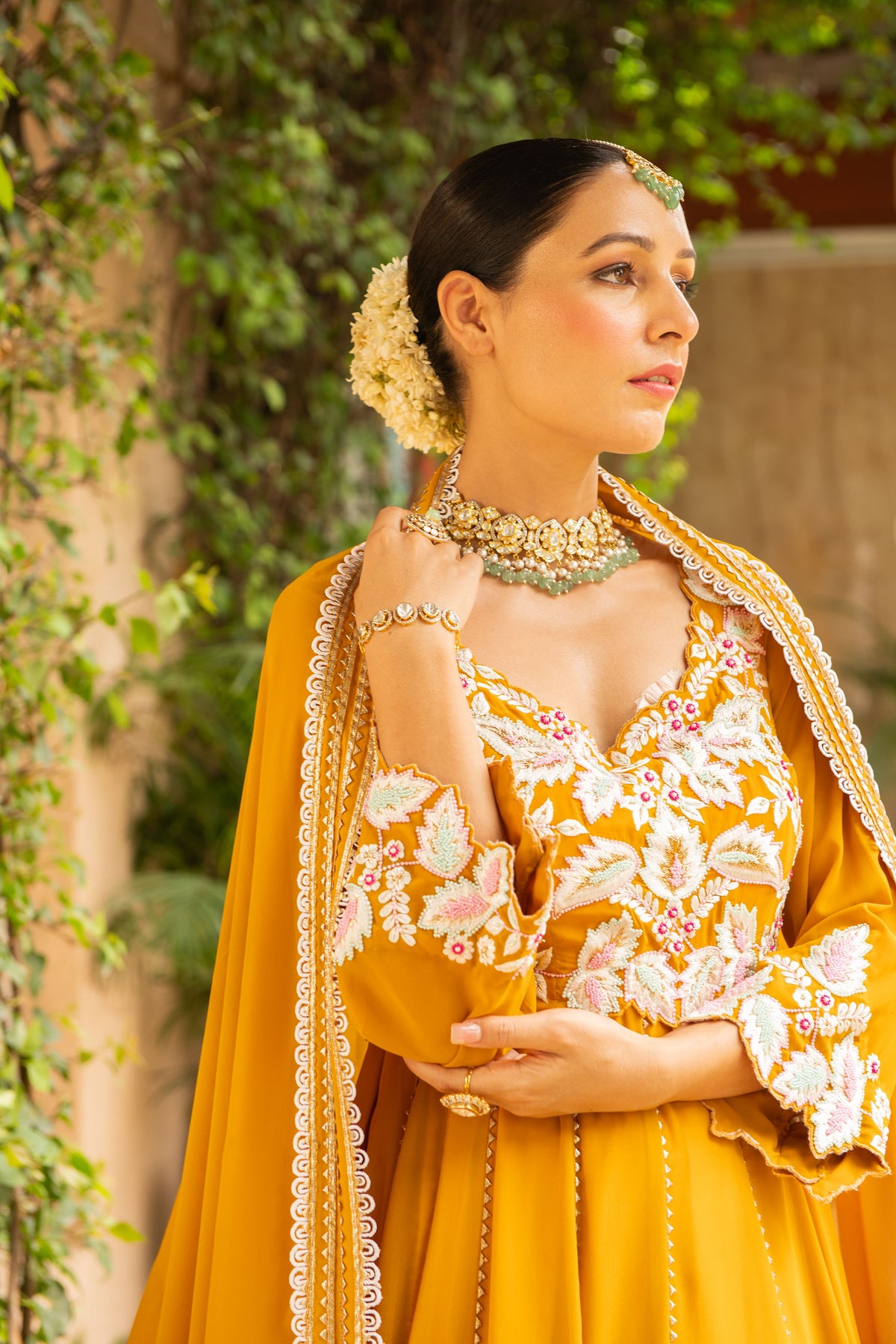 Hasrat Mustard Anarkali Set