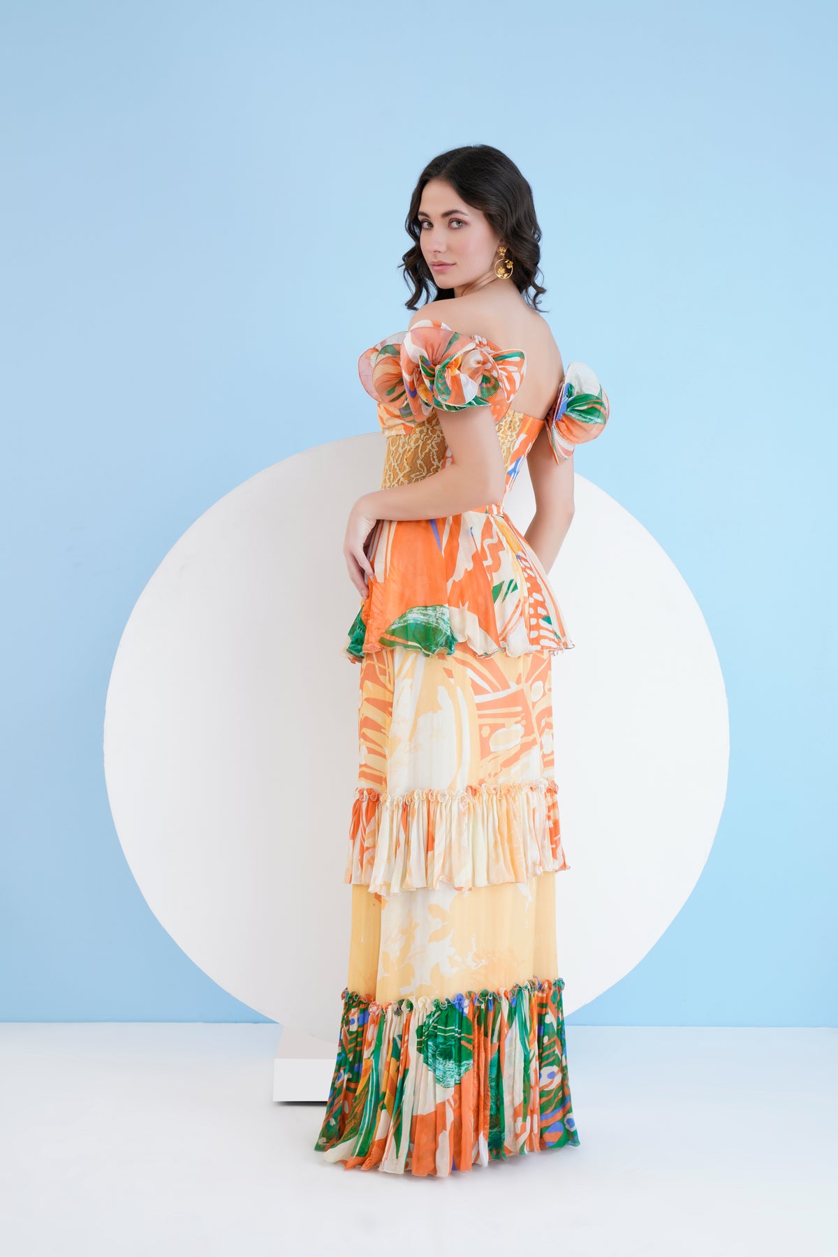 Mysterious Tropic Printed Tiered Dress