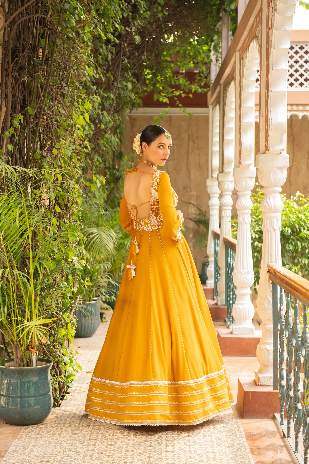 Hasrat Mustard Anarkali Set