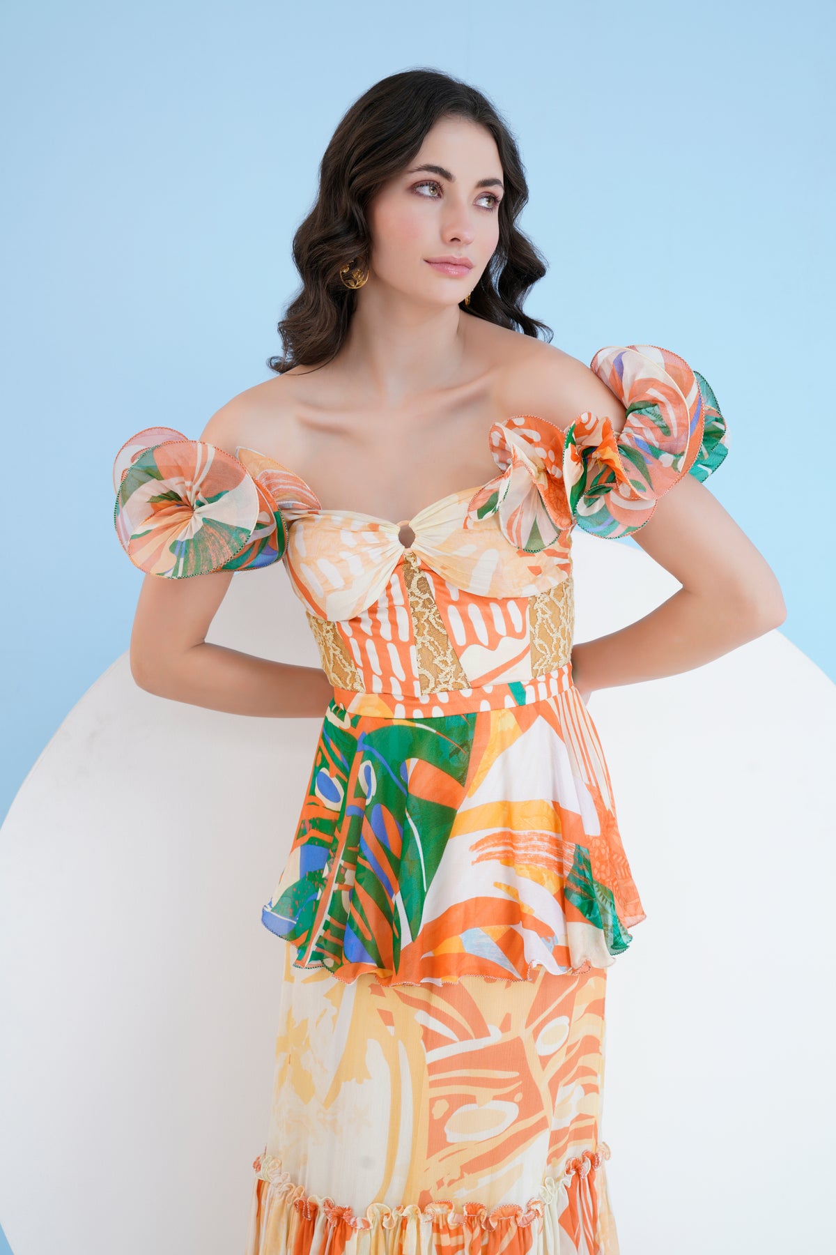 Mysterious Tropic Printed Tiered Dress