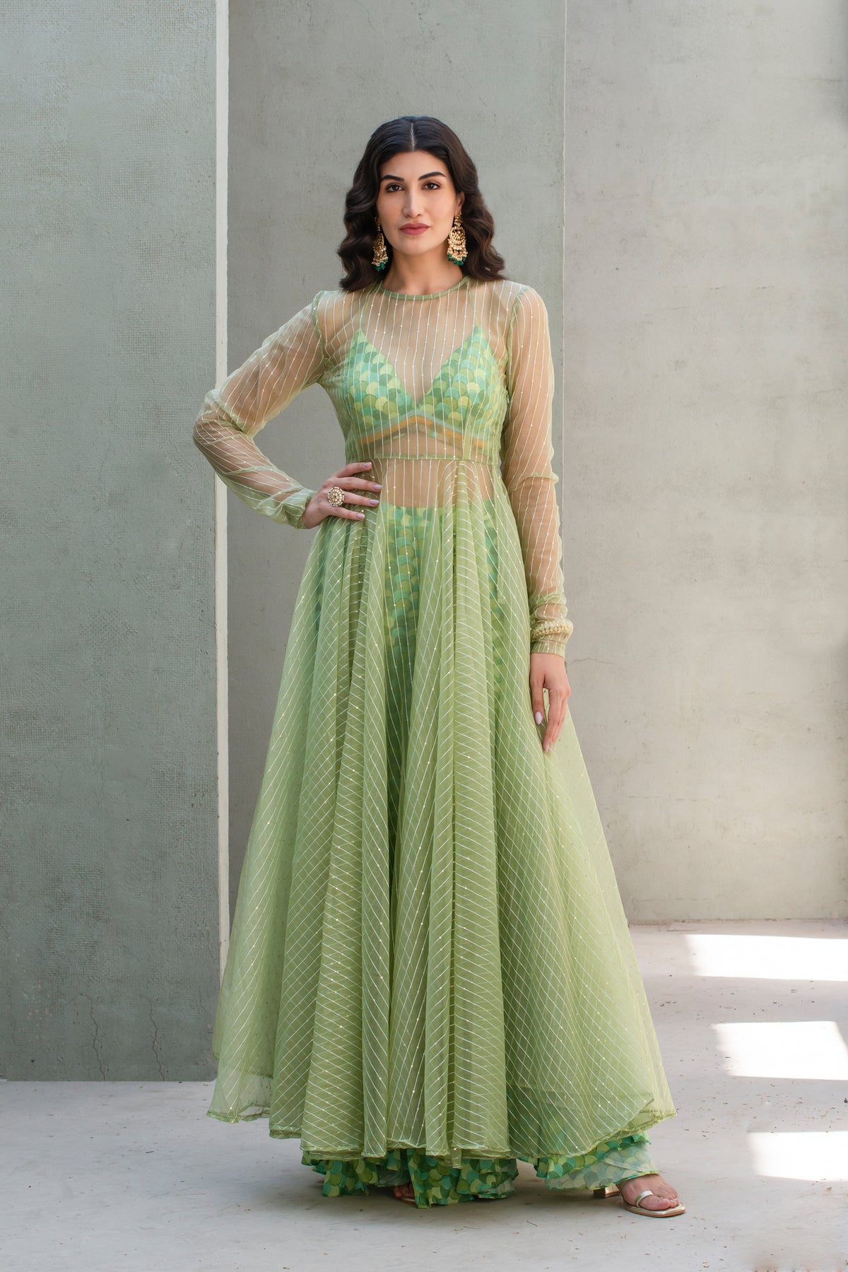 Sage Groove Anarkali Set