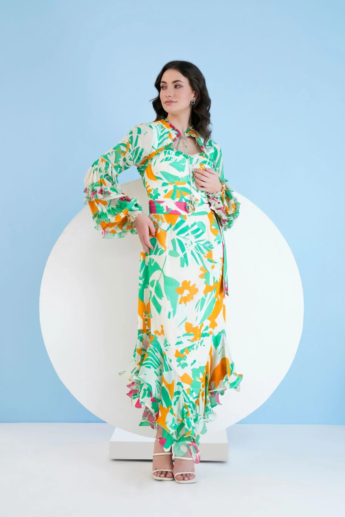 Printed High Low Dress