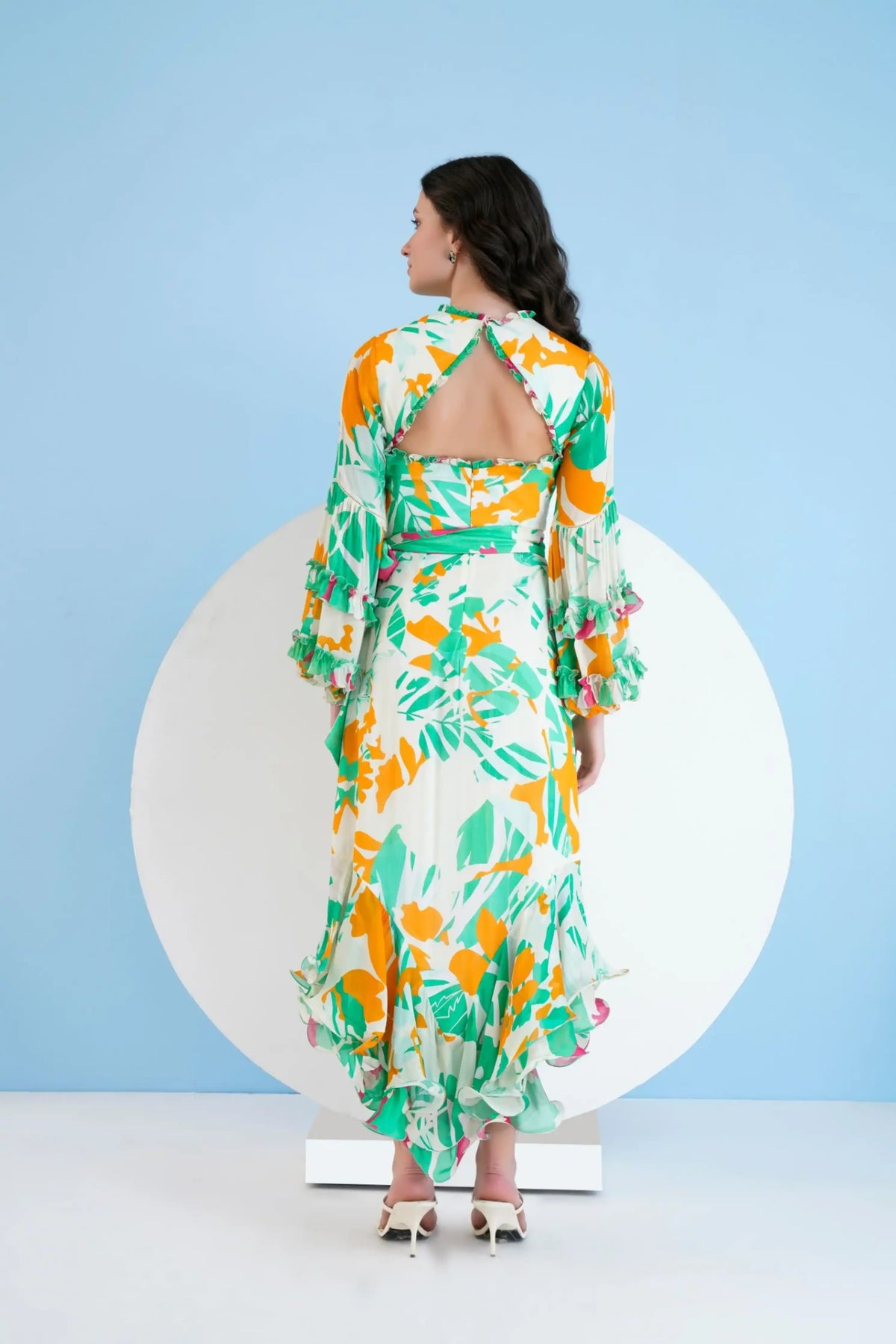 Printed High Low Dress