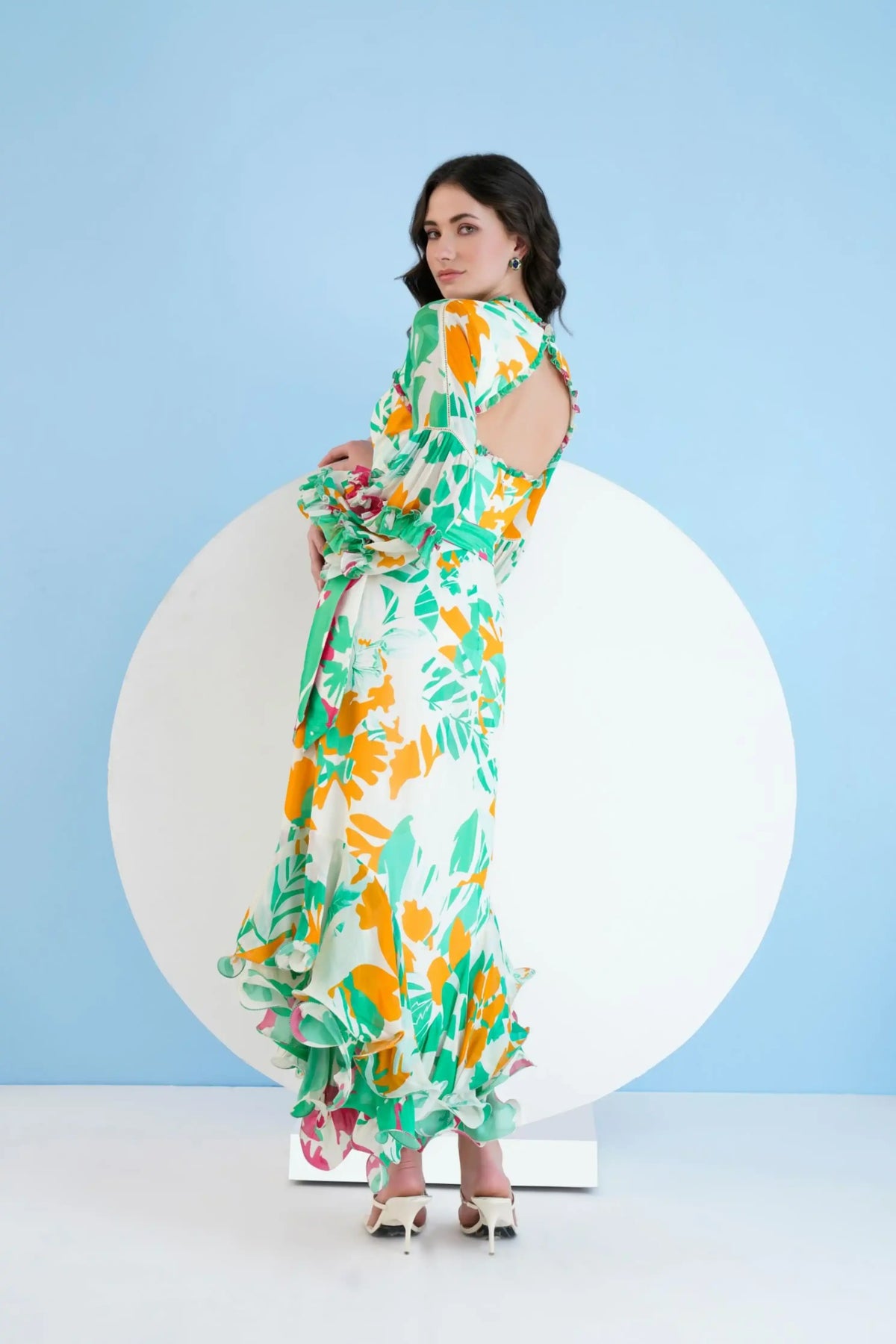 Printed High Low Dress