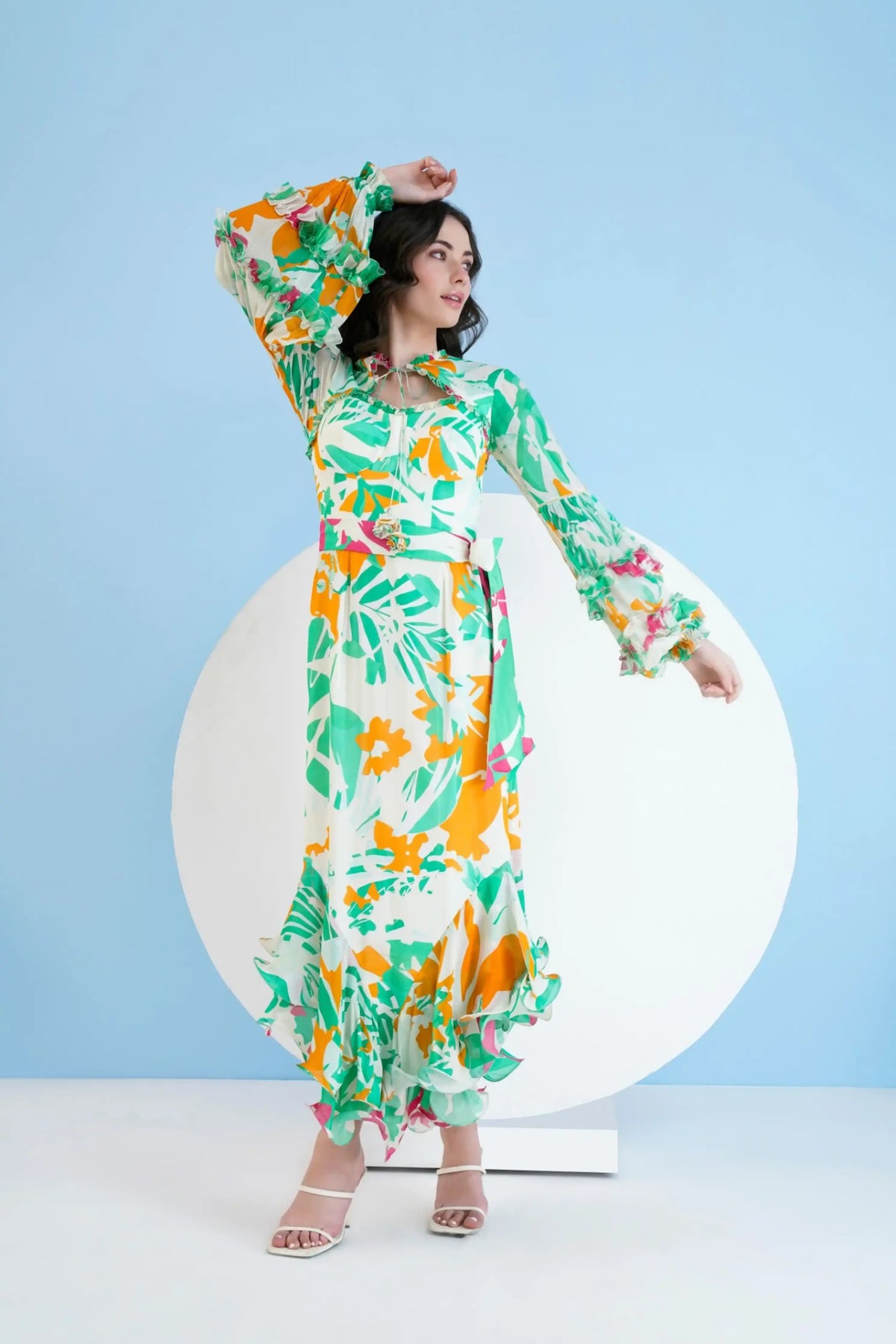 Printed High Low Dress