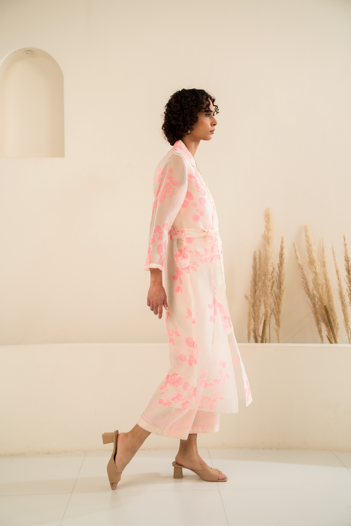 Pink Printed Jacket Jumpsuit